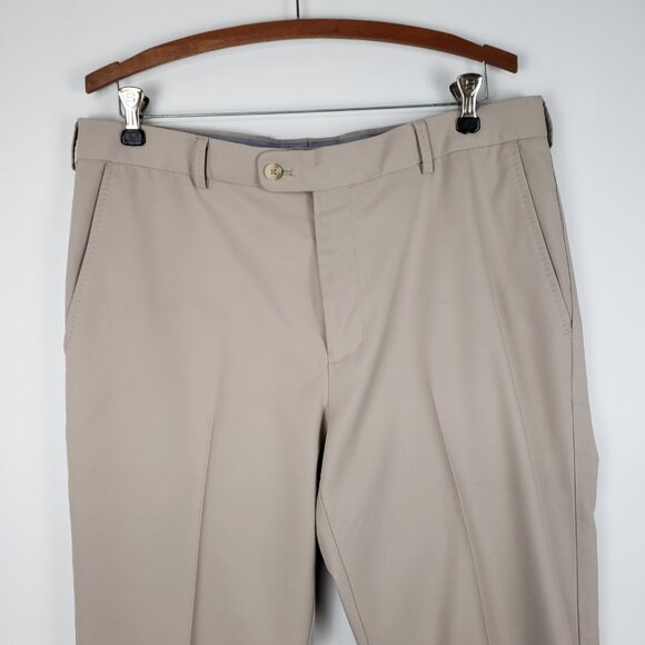 Peter Millar Durham Performance Pant Wicking Khaki Golf Trouser Mens Size 35x30 - Picture 2 of 13